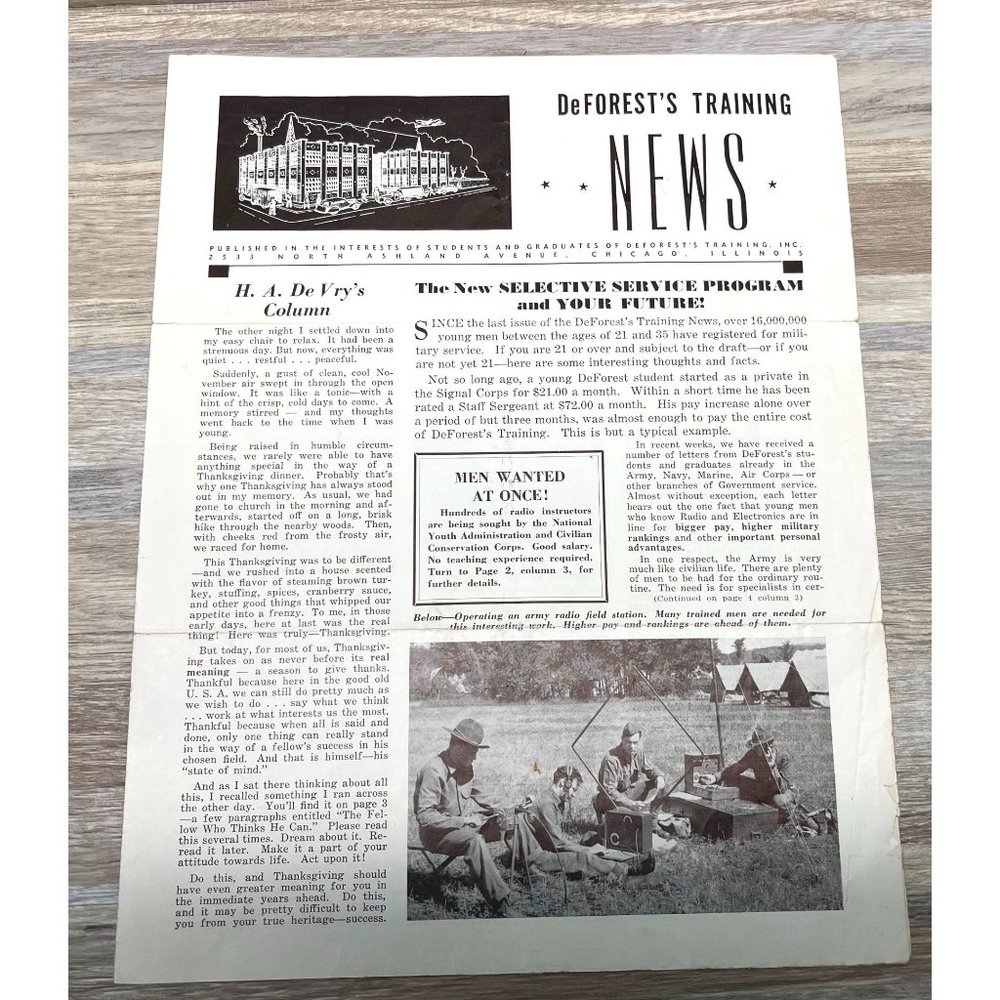 Vintage DeForest's Training New Military Radio Electronics Mail Bulletin Ephemer